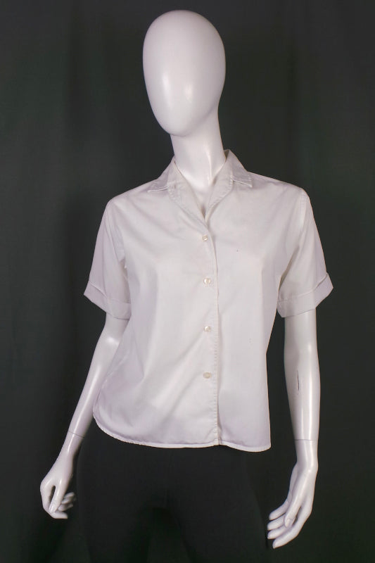 1950s White 'Victors' Vintage Bowling Shirt