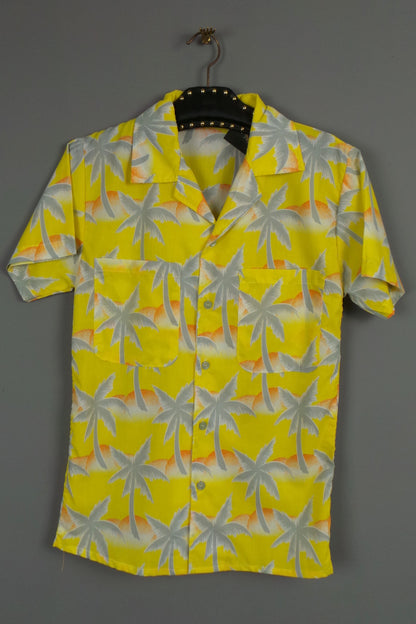1980s Bright Yellow Hawaiian Shirt | Tropicana | XS