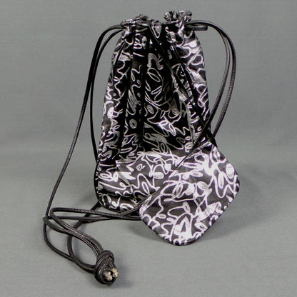 1980s Silver and Black Leather Vintage Pouch Bag