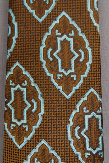 1960s Brown and Teal Patterned Tie, by St Michael