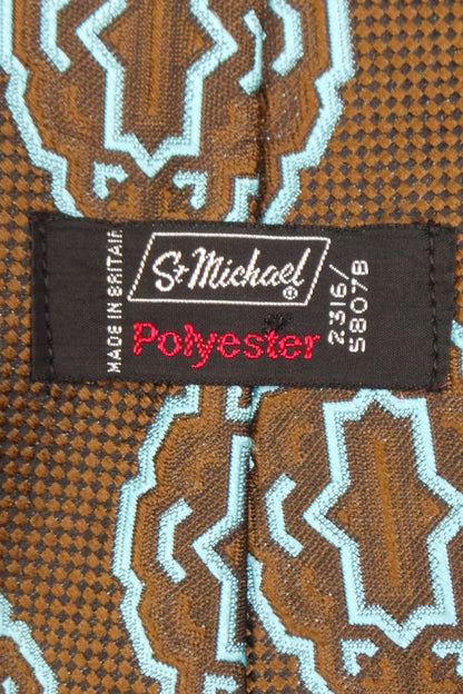 1960s Brown and Teal Patterned Tie, by St Michael