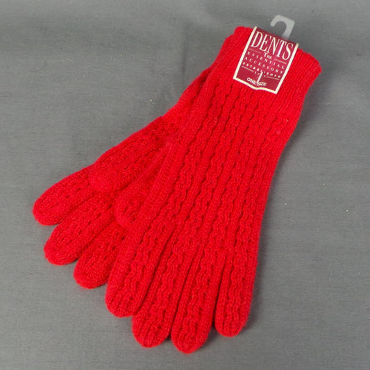 1980 Bright Red Dents Knitted Vintage Gloves