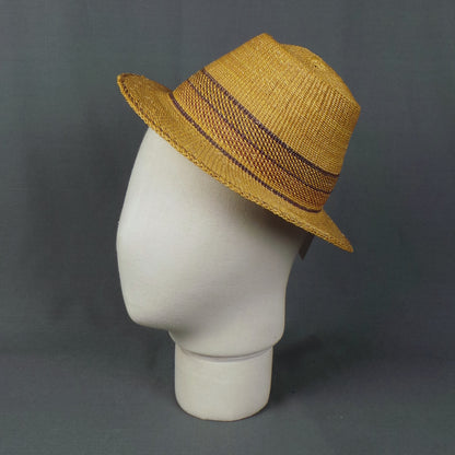 1950s Stripe Straw Trilby Vintage Summer Hat