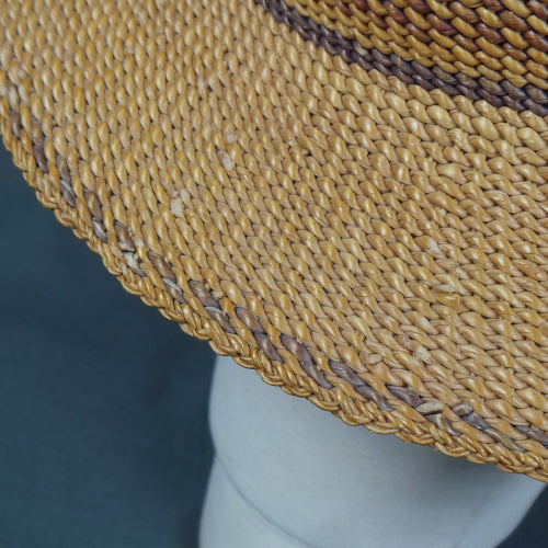 1950s Stripe Straw Trilby Summer Hat