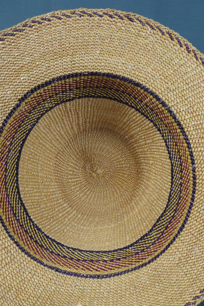 1950s Stripe Straw Jaunty Trilby Style Summer Hat