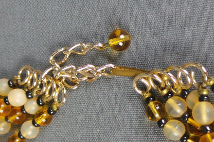1950s Yellow Five Strand Bead Necklace