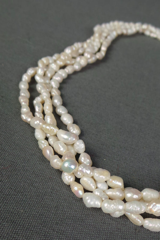 Gorgeous Natural Triple Twist Freshwater good Pearl Necklace