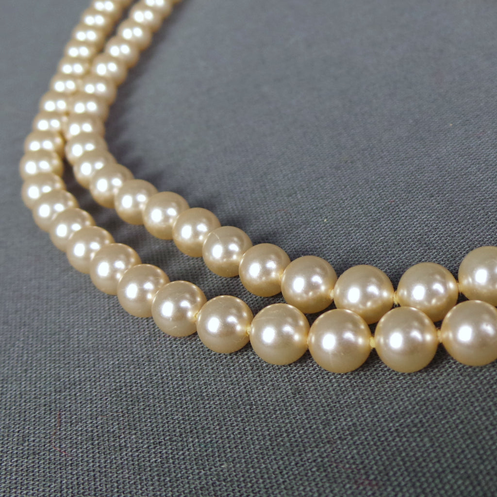 1980s Long Deco Length Warm Ivory Vintage Pearls
