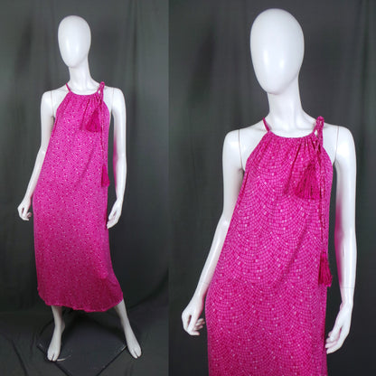 1970s Bright Pink Loose Silk Blend Beach Dress, by Diane Von Furstenberg, Free Size