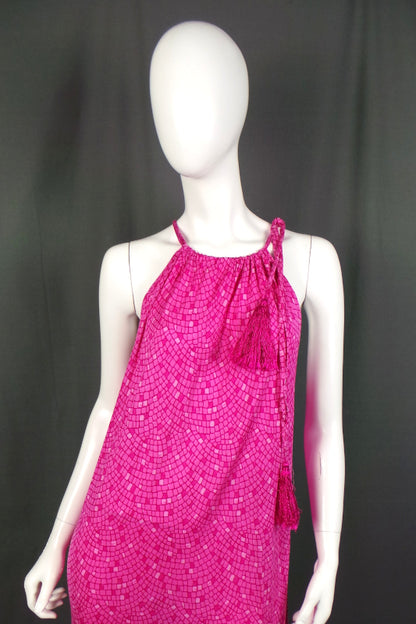 1970s Diane Von Furstenberg Pink Silk Beach Dress | 2XL