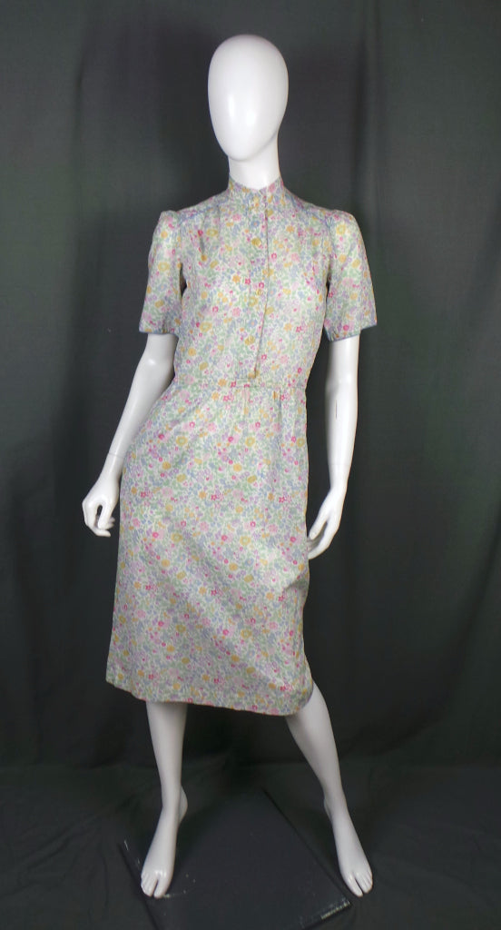 1980s Liberty Print Tana Lawn Floral Print Shirtdress, by Hildebrand, 37in Bust