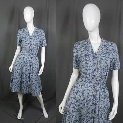 1980s Blue Daisy Print Vintage Shirt Dress | Marion Donaldson