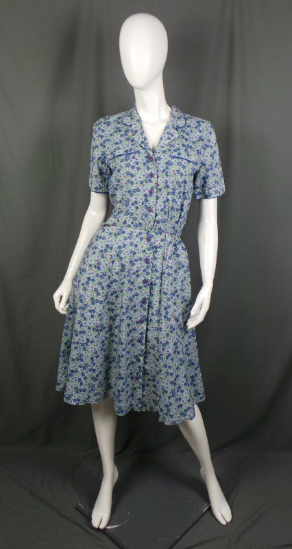 1980s Blue Daisy Print Vintage Shirt Dress | Marion Donaldson