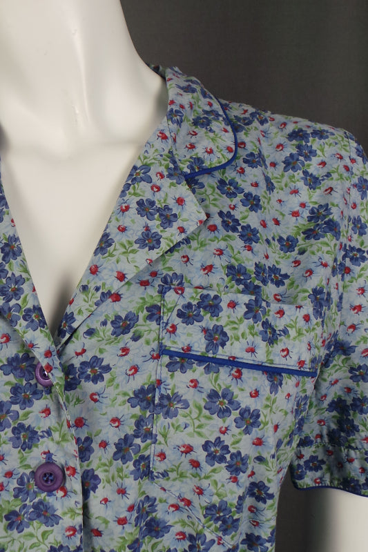 1980s Blue Daisy Print Shirt Dress | Marion Donaldson | M