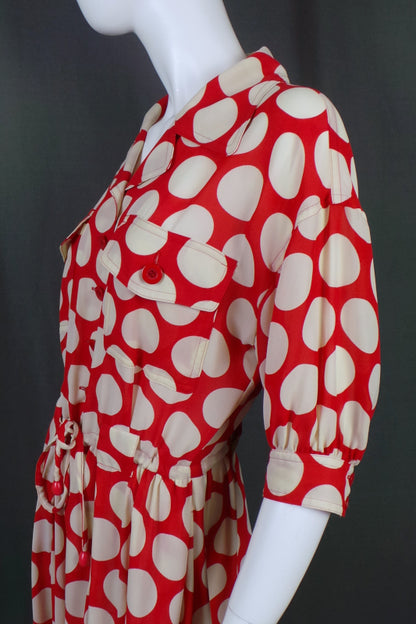 1980s Red Jumbo Spot Print Dress | 3XL