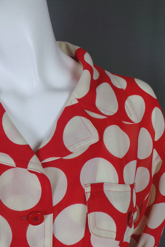 1980s Red Jumbo Spot Print Dress | 3XL