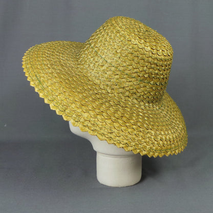 1960s Green Stitch Woven Straw Hat