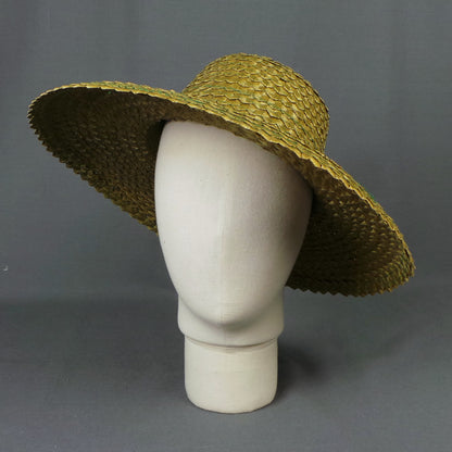 1960s Green Stitch Woven Straw Hat