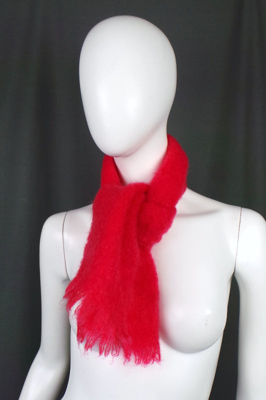 1960s Bright Pink Mohair Vintage Scarf