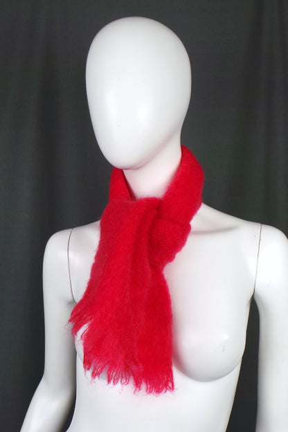 1960s Bright Cerise Pink Mohair Scarf