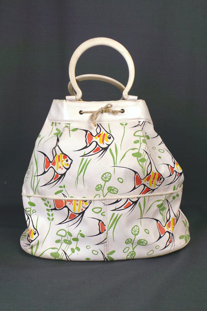 1950s White Tropical Fish Beach Bag