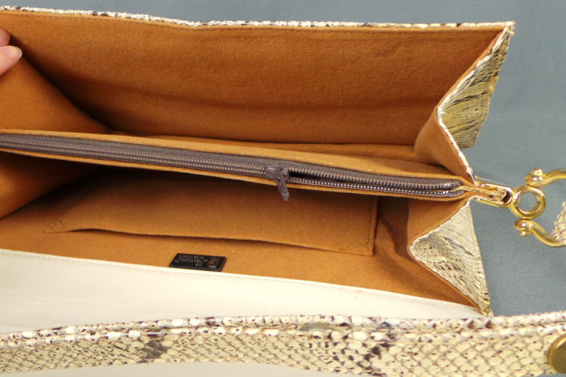 1970s Cream Snakeskin Leather Handbag | Rampel