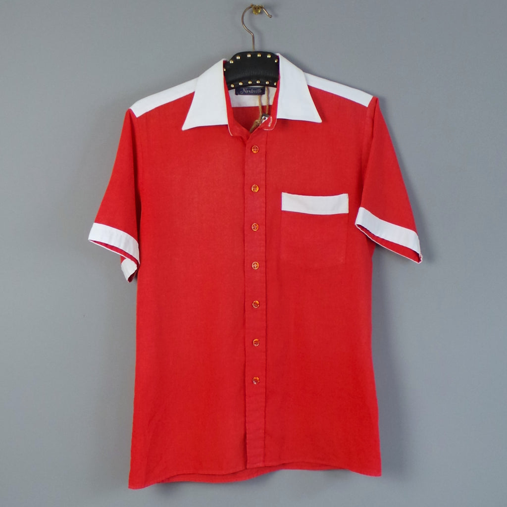 1980s Red and White Vintage Bowling Shirt | Nashville