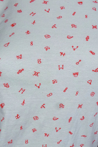 1970s White Red Mystic Symbols T-Shirt | XS