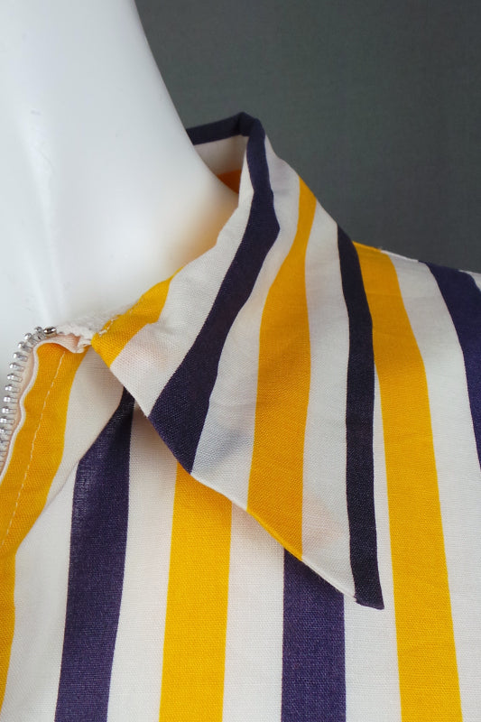 1960s Yellow Purple Stripe Tunic | Donald Torkington | XS