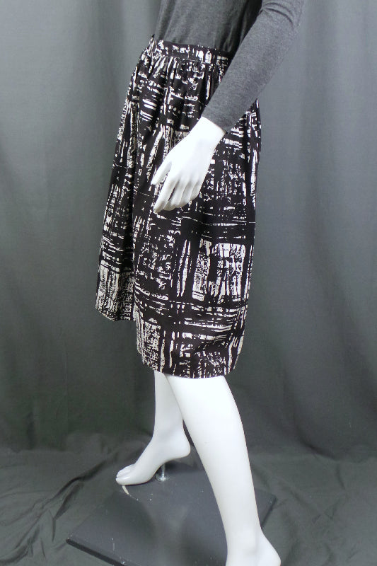 1950s Black and White Print Skirt | S