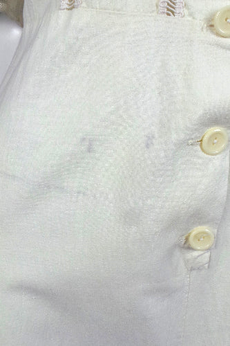 1970s Cream Cotton Lace Trim Prairie Dress | Jaci | XL
