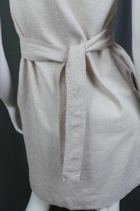 1970s Ecru Linen Belted Dress | Wallis | S