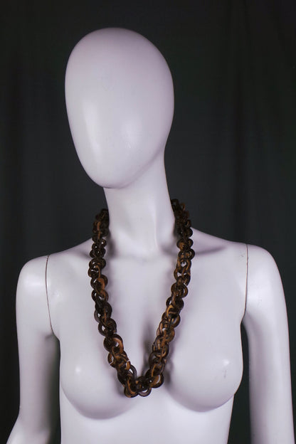 1970s Wooden Chain Vintage Necklace