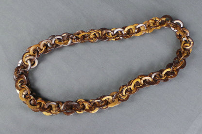 1970s Wooden Circle Chain Long Necklace