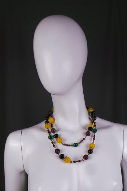 1980s Citrus Beaded Necklace and Earring Set