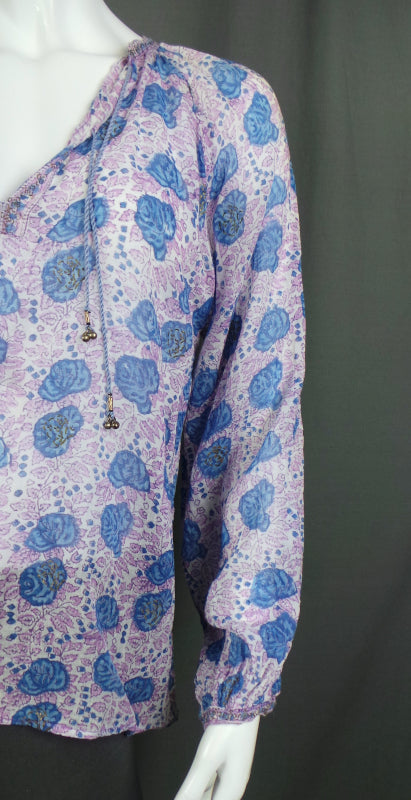 1970s Phool Purple Blue Indian Cotton Top | L