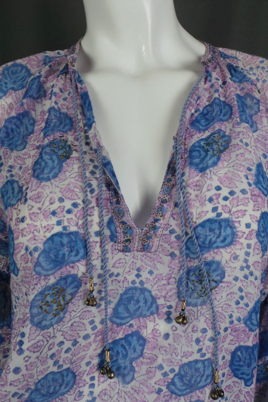 1970s Phool Purple Blue Indian Cotton Top | L