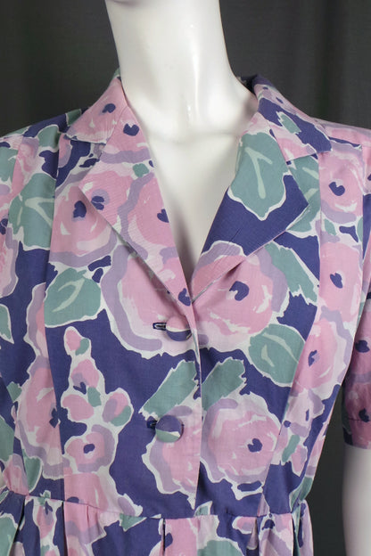 1950s Lilac Floral Shirtwaister Dress | 3XL