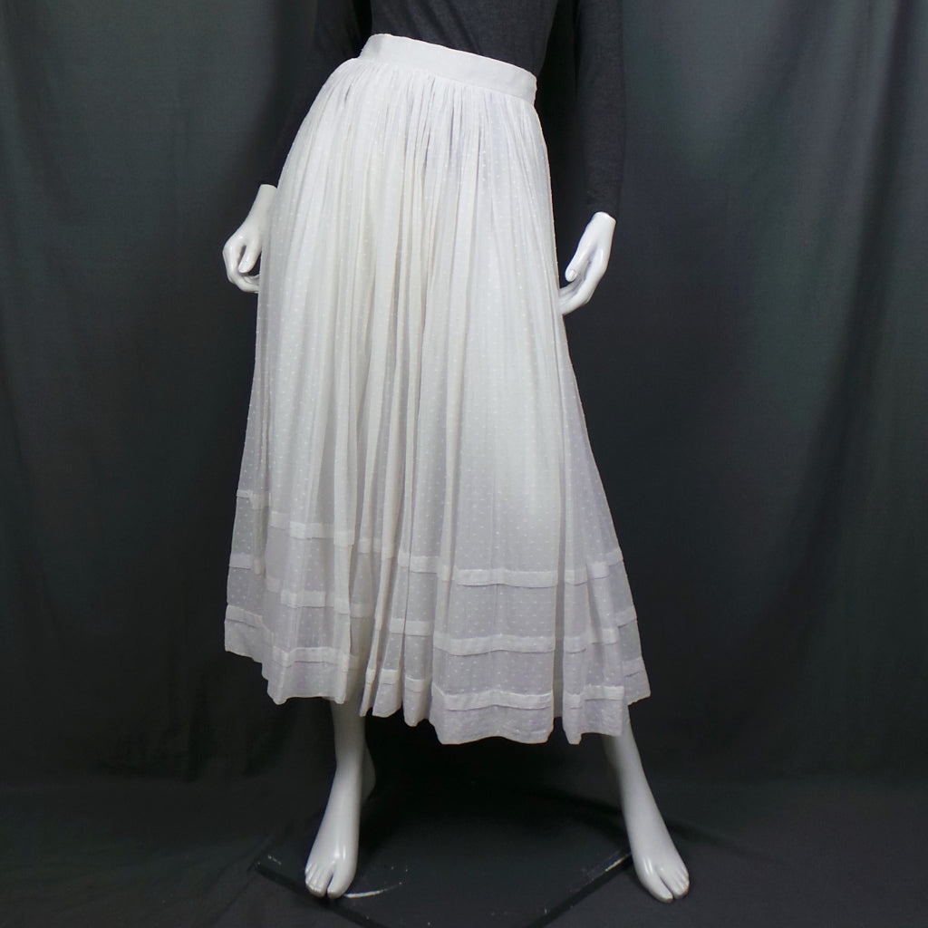 1970s White Swiss Dot Full Vintage Prairie Skirt