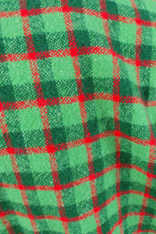 1970s Lime Green and Red Checked Wool Boucle Shirt, 36in Bust