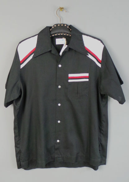 1950s 'Gallery of Creations' Black Bowling Shirt, 51in Chest