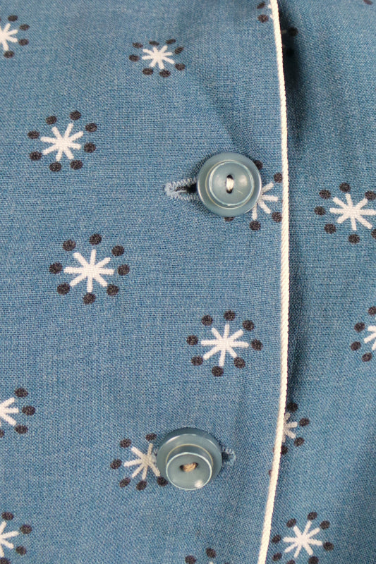 1950s Blue Atomic Print Shirt Dress | L