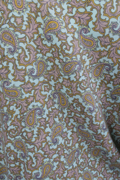 1980s Light Blue Autumn Paisley Wool Blend Shirt, by London Pride, 47in Bust