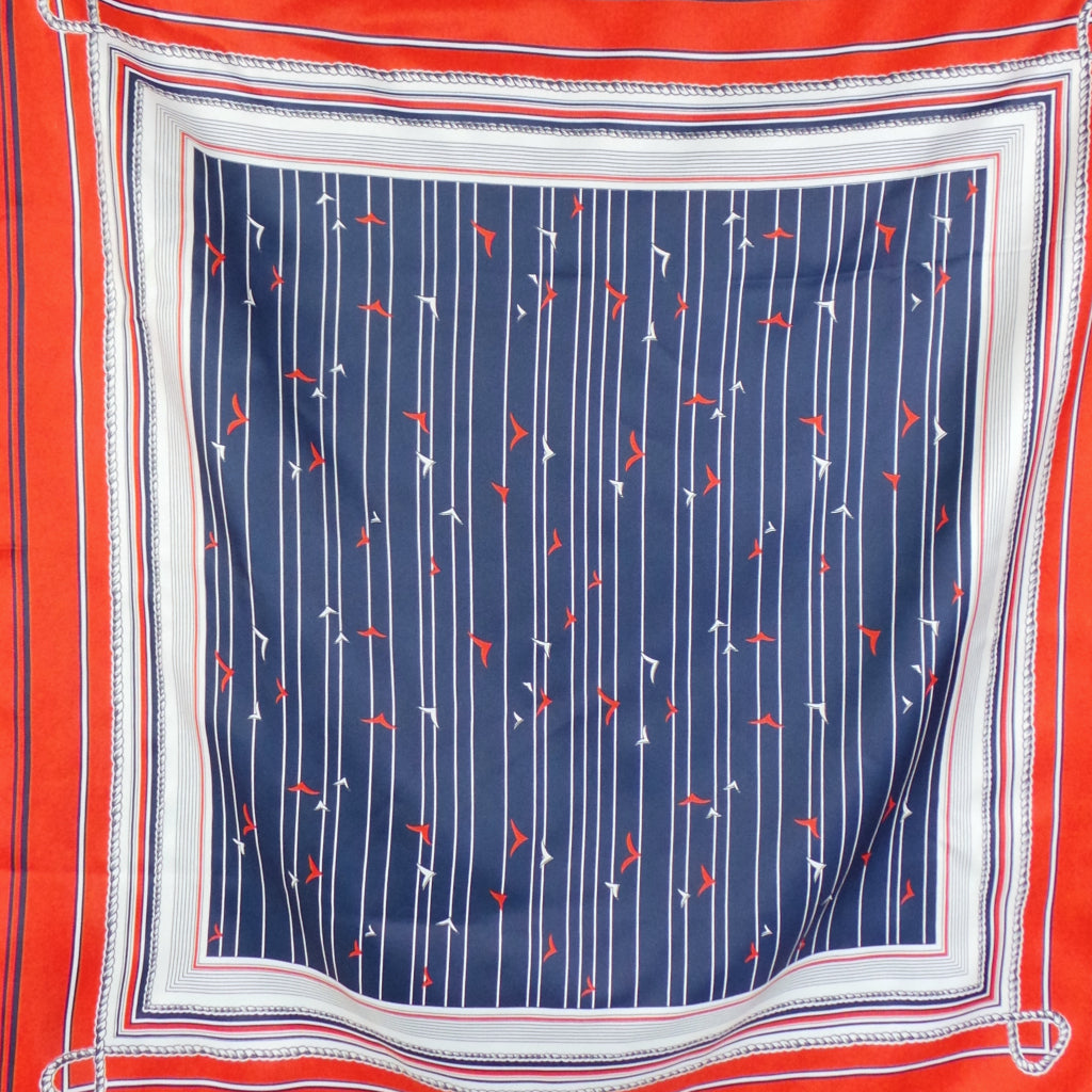 1980s Red and Blue Seagull Yacht Print Vintage Scarf | Simrad