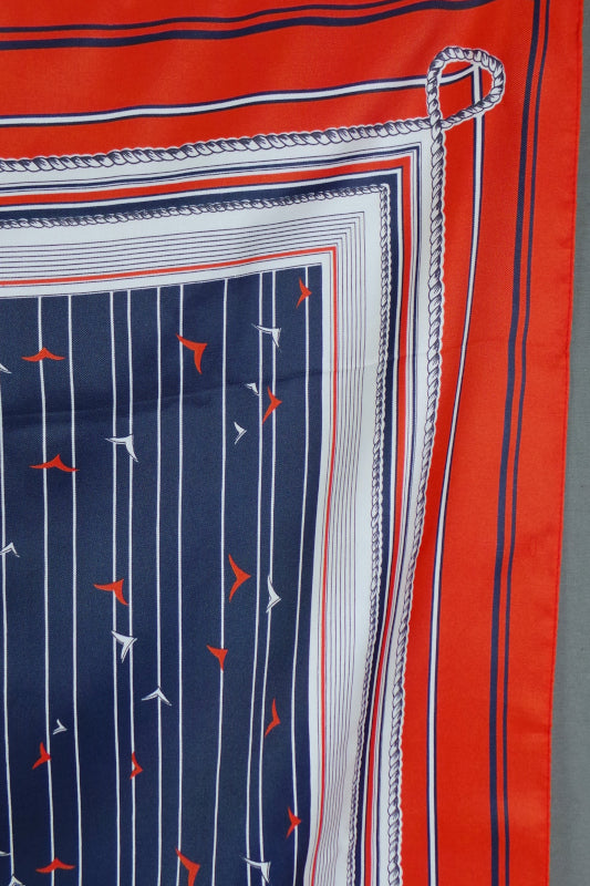 1980s Red and Blue Seagull Yacht Print Scarf | Simrad