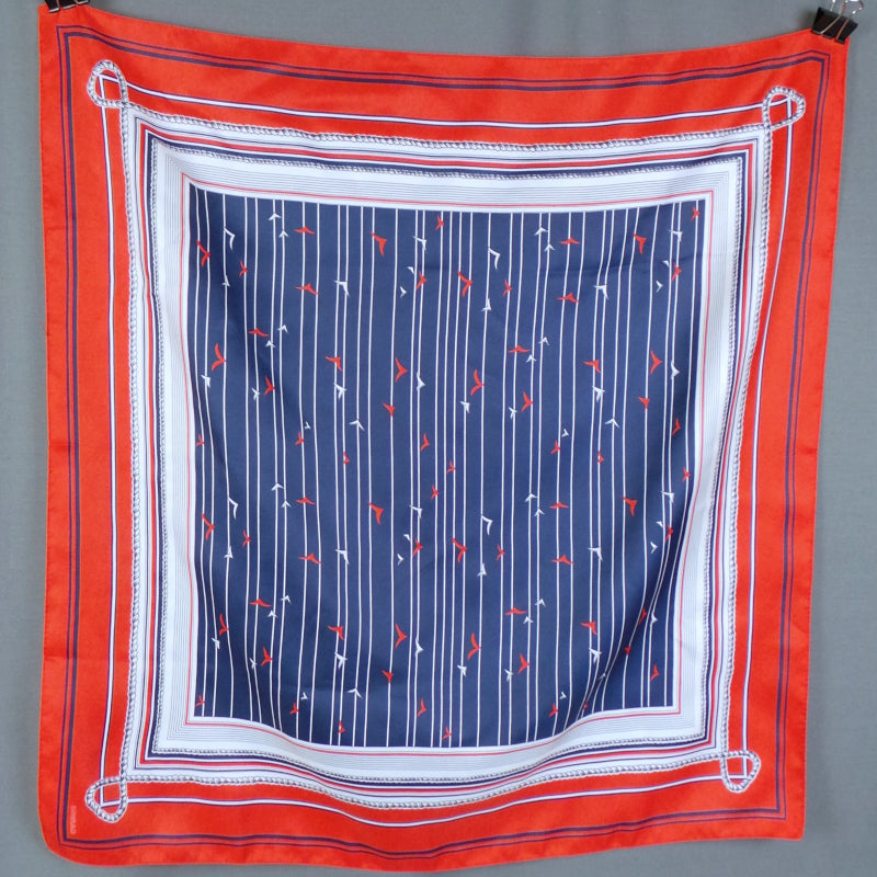 1980s Red and Blue Seagull Yacht Print Vintage Scarf | Simrad