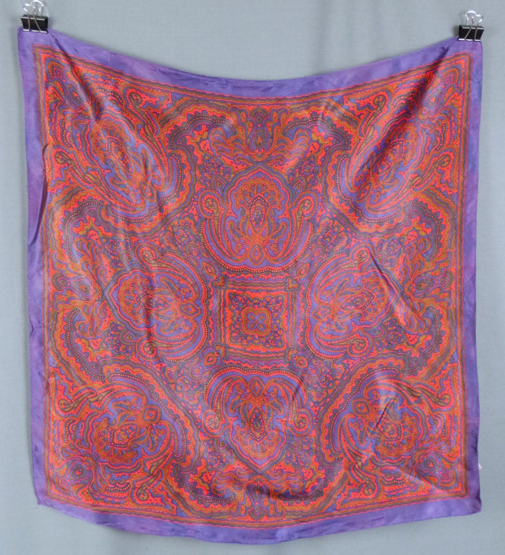 1960s Purple and Red Paisley Print Vintage Scarf | St Michael