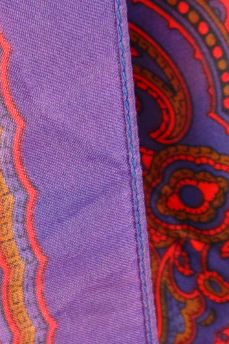 1960s Purple and Red Paisley Print Scarf, by St Michael