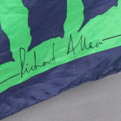1960s Green and Navy Square Print Scarf | Richard Allen