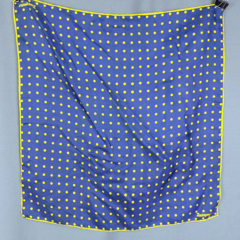 1960s Navy Blue and Yellow Spot Silk Vintage Scarf | Jacqmar